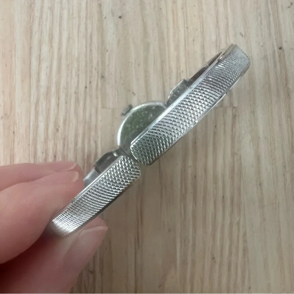 Vintage Sheffield ladies silver tone hinged cuff bracelet mechanical watch